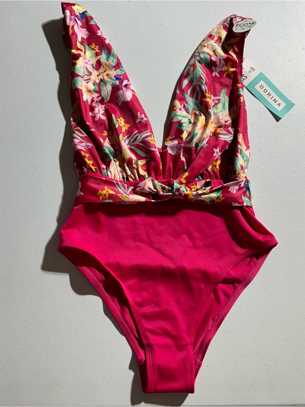 Dorina Fuchsia Floral V-Neck One-Piece Swimsuit